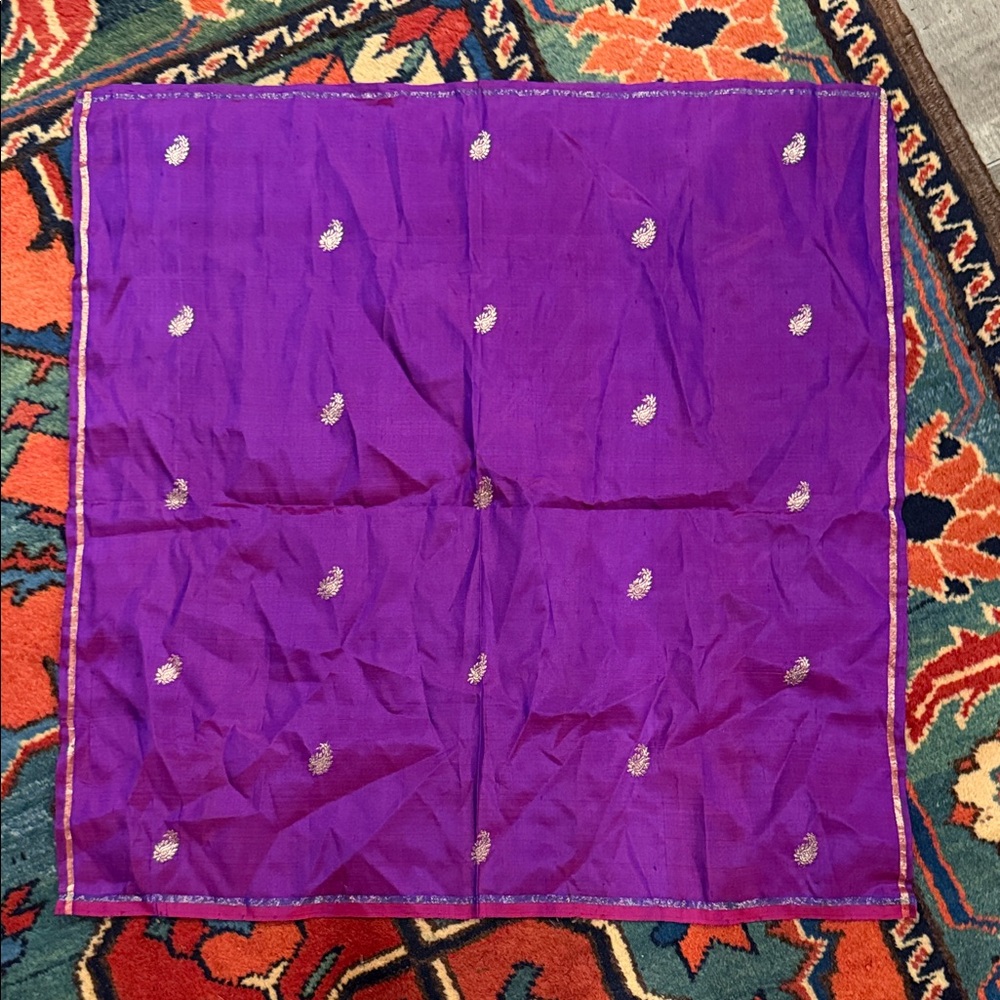 Purple iradescent Scarf with Gold Accents 100% Silk